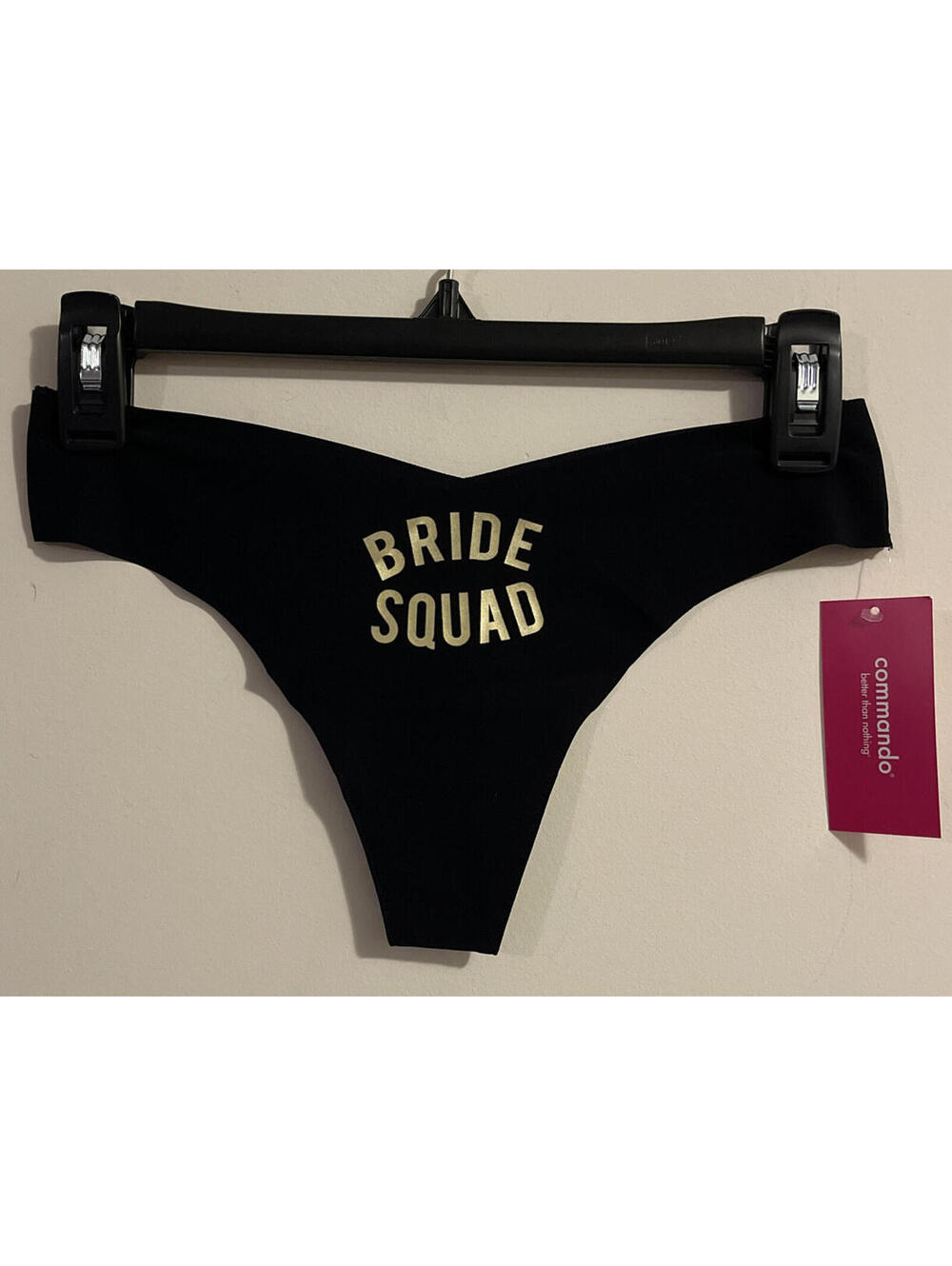 Commando Womens M/L Black “Bride Squad” Thong NWT! A2122